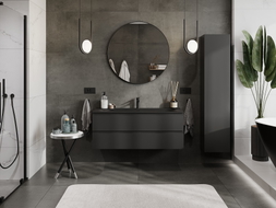 Mexen Orio Badezimmerschrank 120 cm mit Waschbecken Vela, 2 Schubladen, schwarz matt - 91A10-12047-2-BFF71-W23M71