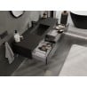 Mexen Orio Badezimmerschrank 140 cm mit Waschbecken Otis, 1 Schublade, schwarz glänzend/schwarz matt