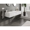 Mexen Orio Badezimmerschrank 140 cm mit Waschbecken Vela, 1 Schublade, weißer Glanz - 91A10-14023-1-BF00-W23M00