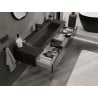 Mexen Orio 140 cm Badezimmerschrank mit Waschbecken Vela, 1 Schublade, Schwarz Hochglanz/Schwarz Matt