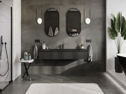 Mexen Orio Badezimmerschrank 140 cm mit Waschbecken Vela, 1 Schublade, schwarz matt - 91A10-14023-1-BF71-W23M71