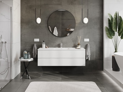 Mexen Orio Badezimmer-Schrank 140 cm mit Waschbecken Otis, 2 Schubladen, weiß matt - 91A10-14047-2-BFF01-W18M01