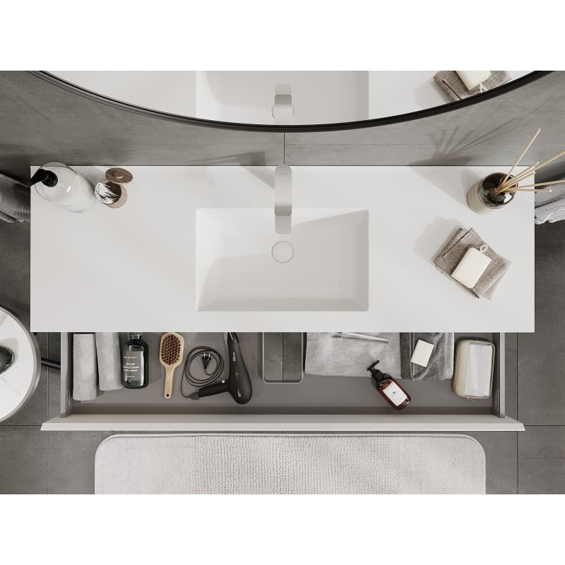 Mexen Orio Badezimmer-Schrank 140 cm mit Waschbecken Otis, 2 Schubladen, weiß matt - 91A10-14047-2-BFF01-W18M01