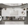 Mexen Orio Badezimmerschrank 140 cm mit Otis Waschbecken, 2 Schubladen, grau matt/weiß matt - 91A10-14047-2-BFF62-W18M01