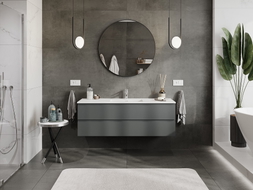 Mexen Orio Badezimmerschrank 140 cm mit Waschbecken Otis, 2 Schubladen, Graphit matt/Weiß matt - 91A10-14047-2-BFF66-W18M01