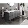 Mexen Orio Badezimmerschrank 140 cm mit Waschbecken Vela, 2 Schubladen, mattes Graphit/weiß matt - 91A10-14047-2-BFF66-W23M01