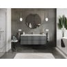 Mexen Orio Badezimmerschrank 140 cm mit Waschbecken Vela, 2 Schubladen, Grafit matt/Weiß matt - 91A10-14047-2-BFF66-W23M01