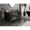 Mexen Orio Badezimmerschrank 140 cm mit Waschbecken Vela, 2 Schubladen, Schwarz glänzend/Schwarz matt