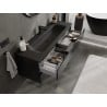 Mexen Orio Badezimmerschrank 140 cm mit Waschbecken Vela, 2 Schubladen, Schwarz glänzend/Schwarz matt
