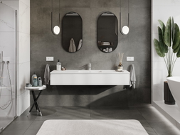 Mexen Orio Badezimmerschrank 160 cm mit Waschbecken Otis, 1 Schublade, weiß matt - 91A10-16023-1-BF01-W18M01
