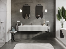 Mexen Orio Badezimmermöbel 160 cm mit Waschbecken Otis, 1 Schublade, Grau matt/Weiß matt - 91A10-16023-1-BF62-W18M01