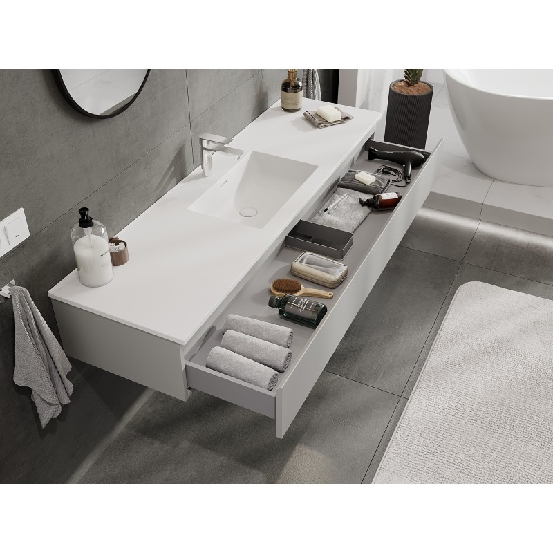 Mexen Orio Badezimmermöbel 160 cm mit Waschbecken Otis, 1 Schublade, Grau matt/Weiß matt - 91A10-16023-1-BF62-W18M01