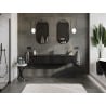 Mexen Orio Badezimmerschrank 160 cm mit Waschbecken Otis, 1 Schublade, schwarz glänzend/schwarz matt