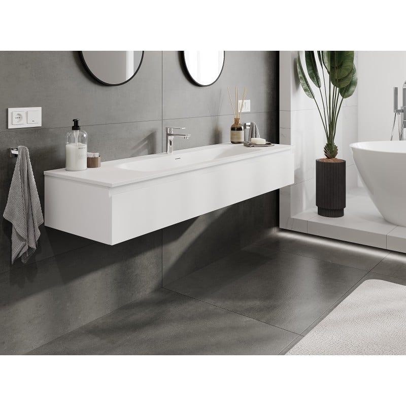 Mexen Orio 160 cm Badezimmerschrank mit Waschbecken Vela, 1 Schublade, weiß matt - 91A10-16023-1-BF01-W23M01