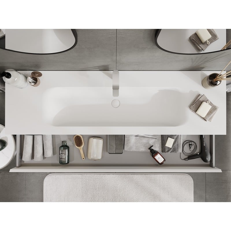 Mexen Orio 160 cm Badezimmerschrank mit Waschbecken Vela, 1 Schublade, weiß matt - 91A10-16023-1-BF01-W23M01