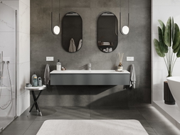 Mexen Orio Badezimmerschrank 160 cm mit Waschbecken Vela, 1 Schublade, graphit matt/weiß matt - 91A10-16023-1-BF66-W23M01