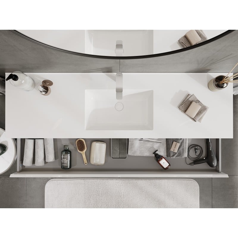 Mexen Orio Badschrank 160 cm mit Waschbecken Otis, 2 Schubladen, weiß glänzend - 91A10-16047-2-BFF00-W18M00