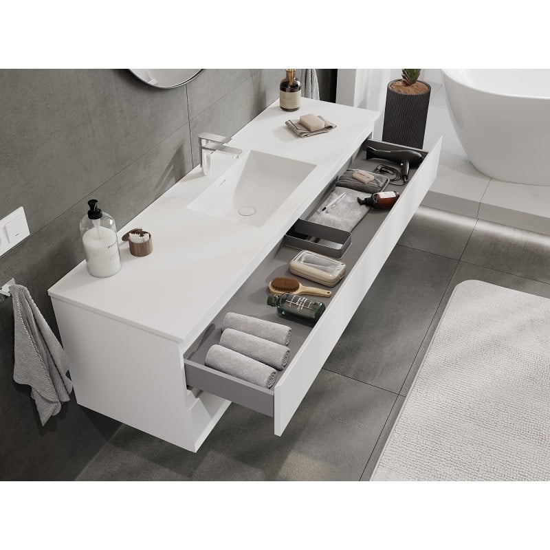 Mexen Orio Badezimmermöbel 160 cm mit Waschbecken Otis, 2 Schubladen, weiß matt - 91A10-16047-2-BFF01-W18M01