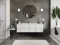 Mexen Orio Badezimmerschrank 160 cm mit Vela Waschbecken, 2 Schubladen, weißer Glanz - 91A10-16047-2-BFF00-W23M00