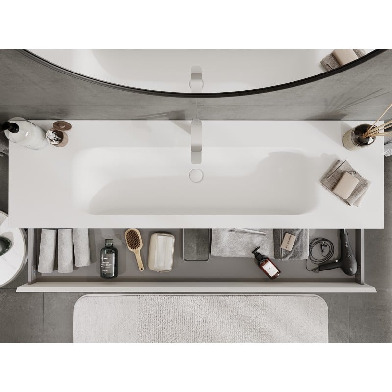 Mexen Orio Badezimmermöbel 160 cm mit Waschbecken Vela, 2 Schubladen, weiß matt - 91A10-16047-2-BFF01-W23M01