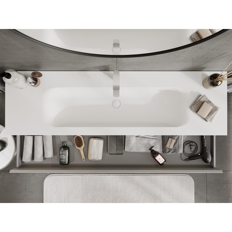 Mexen Orio Badezimmermöbel 160 cm mit Waschbecken Vela, 2 Schubladen, grau matt/weiß matt - 91A10-16047-2-BFF62-W23M01
