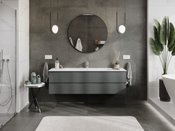 Mexen Orio Badezimmerschrank 160 cm mit Waschbecken Vela, 2 Schubladen, Graphit matt/weiß matt - 91A10-16047-2-BFF66-W23M01