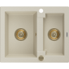 Mexen Carlos 1,5-fachiges Granitspülbecken 582 x 475 mm, beige, goldener Siphon - 6518581500-69-G
