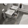 Mexen Rivel Badezimmerschrank 50 cm mit Waschbecken Vela, 1 Schublade, geriffelt, grau matt/weiß matt