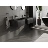 Mexen Rivel Badezimmerschrank 50 cm mit Waschbecken Vela, 1 Schublade, gerillt, schwarz matt - 91A20-05023-1-BF71-W23M71