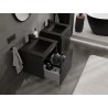 Mexen Rivel Badezimmerschrank 50 cm mit Waschbecken Otis, 1 Schublade, geriffelt, schwarz matt - 91A20-05047-1-BF71-W18M71