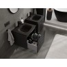Mexen Rivel 50 cm Badezimmerschrank mit Vela Waschtisch, 1 Schublade, geriffelt, Schwarz Matt - 91A20-05047-1-BF71-W23M71