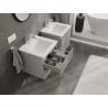 Mexen Rivel Badezimmerschrank 50 cm mit Waschbecken Otis, 2 Schubladen, geriffelt, grau matt/weiß matt