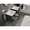 Mexen Rivel Badezimmerschrank 50 cm mit Waschbecken Otis, 2 Schubladen, geriffelt, Graphit matt/Weiß matt