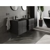 Mexen Rivel Badezimmerschrank 50 cm mit Waschbecken Otis, 2 Schubladen, geriffelt, Schwarz Matt - 91A20-05047-2-BFF71-W18M71