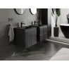 Mexen Rivel Badezimmerschrank 50 cm mit Waschbecken Otis, 2 Schubladen, gerippt, schwarz matt - 91A20-05047-2-BFF71-W18M71
