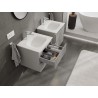 Mexen Rivel Badezimmerschrank 50 cm mit Waschbecken Vela, 2 Schubladen, geriffelt, grau matt/weiß matt
