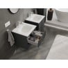 Mexen Rivel Badezimmerschrank 50 cm mit Waschbecken Vela, 2 Schubladen, geriffelt, Graphit matt/weiß matt