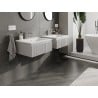 Mexen Rivel Badezimmerschrank 60 cm mit Waschbecken Otis, 1 Schublade, geriffelt, grau matt/weiß matt