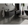 Mexen Rivel Badezimmer-Unterschrank 60 cm mit Waschbecken Otis, 1 Schublade, gerillt, schwarz matt - 91A20-06023-1-BF71-W18M71