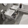 Mexen Rivel Badezimmerschrank 60 cm mit Waschbecken Vela, 1 Schublade, geriffelt, grau matt/weiß matt