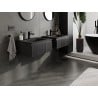 Mexen Rivel Badezimmerschrank 60 cm mit Waschbecken Vela, 1 Schublade, geriffelt, schwarz matt - 91A20-06023-1-BF71-W23M71