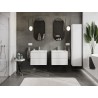 Mexen Rivel Badezimmerschrank 60 cm mit Waschbecken Otis, 2 Schubladen, gerillt, weiß matt - 91A20-06047-2-BFF01-W18M01