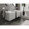 Mexen Rivel Badezimmer-Schrank 60 cm mit Waschbecken Otis, 2 Schubladen, geriffelt, grau matt/weiß matt