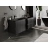 Mexen Rivel Badezimmerschrank 60 cm mit Waschbecken Otis, 2 Schubladen, gerillt, schwarz matt - 91A20-06047-2-BFF71-W18M71