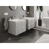 Mexen Rivel Badezimmerschrank 60 cm mit Waschbecken Vela, 2 Schubladen, gerillt, grau matt/weiß matt