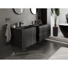 Mexen Rivel Badezimmerschrank 60 cm mit Waschbecken Vela, 2 Schubladen, gerillt, schwarz matt - 91A20-06047-2-BFF71-W23M71