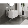 Mexen Rivel Badezimmerschrank 70 cm mit Waschbecken Otis, 2 Schubladen, geriffelt, weiß matt - 91A20-07047-2-BFF01-W18M01