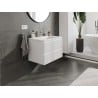 Mexen Rivel Badezimmerschrank 70 cm mit Waschbecken Otis, 2 Schubladen, gerillt, weiß matt - 91A20-07047-2-BFF01-W18M01