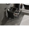 Mexen Rivel Badezimmerschrank 70 cm mit Waschbecken Otis, 2 Schubladen, geriffelt, schwarz matt - 91A20-07047-2-BFF71-W18M71