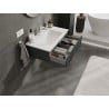 Mexen Rivel Badezimmerschrank 80 cm mit Waschbecken Otis, 1 Schublade, geriffelt, Grafik matt/weiß matt